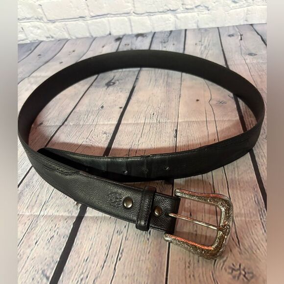 Ariat Other - Ariat Black Leather Silver Buckle Western Southwestern Cowboy Casual Belt 44